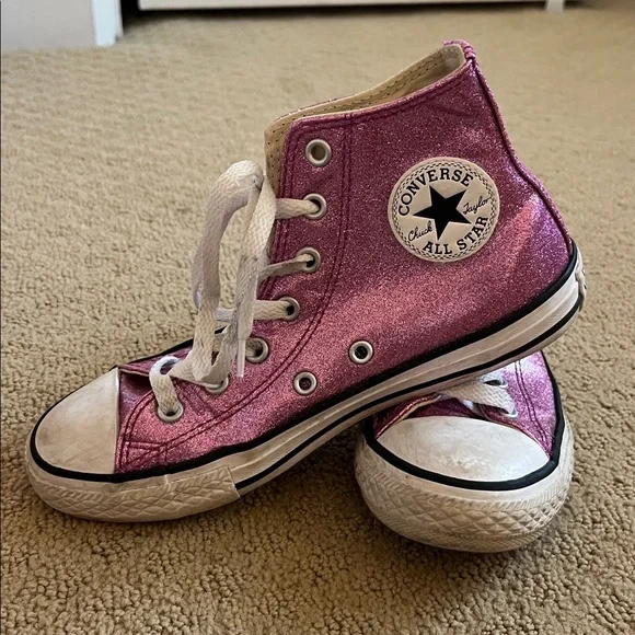 Converse Glittery Pink High-Top Sneakers - Picture 2 of 5